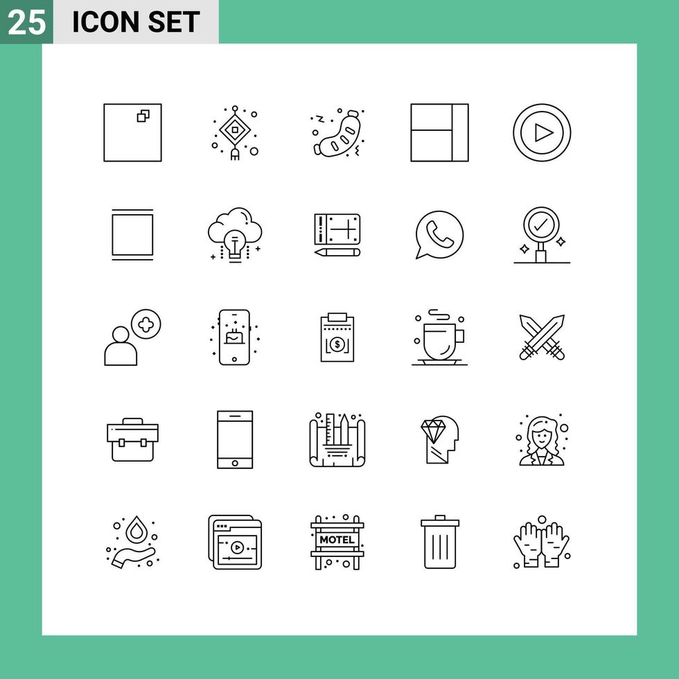 Modern Set of 25 Lines and symbols such as instagram set food play layout Editable Vector Design Elements