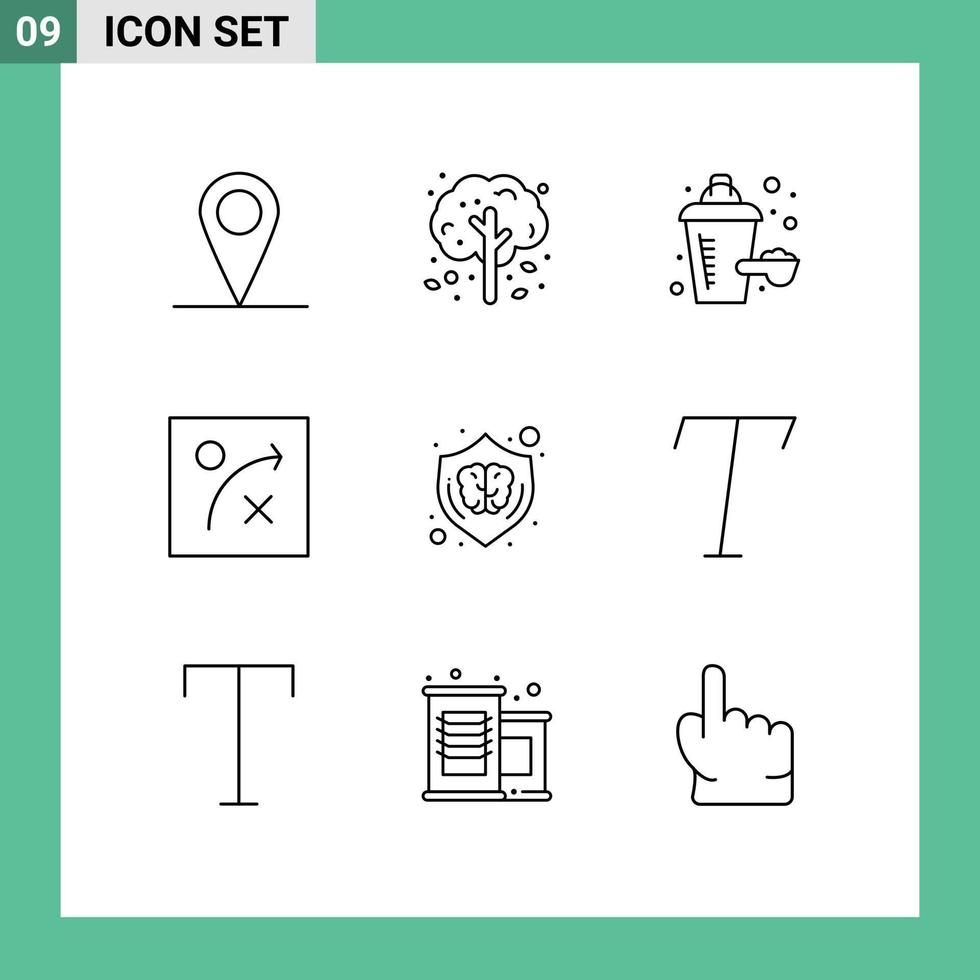 Outline Pack of 9 Universal Symbols of font shield nutrition supplement idea creative Editable Vector Design Elements