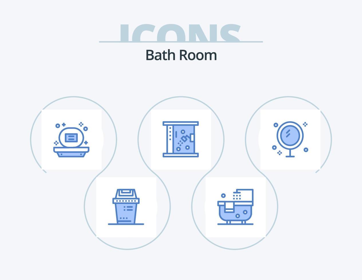 cuarto de baño icono azul paquete 5 diseño de iconos. . espejo. baño. limpieza. baño vector