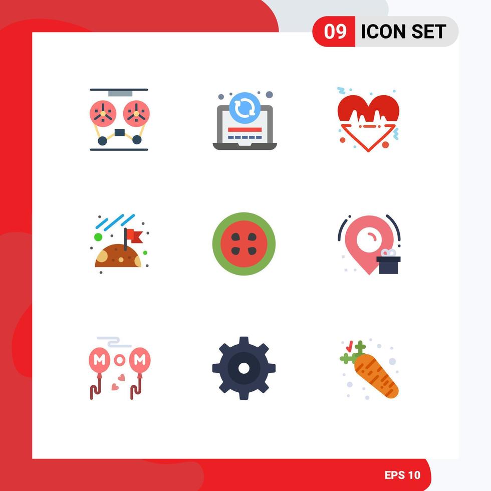 Stock Vector Icon Pack of 9 Line Signs and Symbols for fruit space coding moon love Editable Vector Design Elements