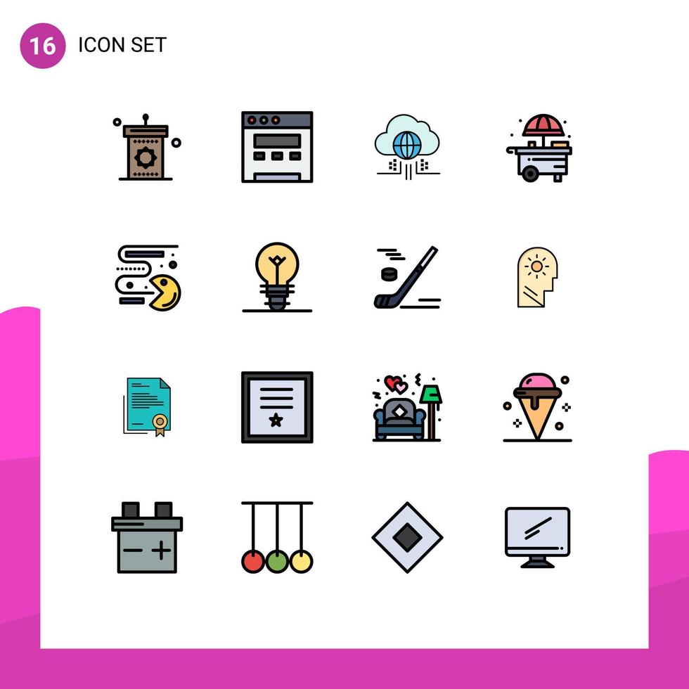 conjunto de 16 iconos modernos de la interfaz de usuario signos de símbolos para juegos pensar en la vida de la competencia elementos de diseño de vectores creativos editables