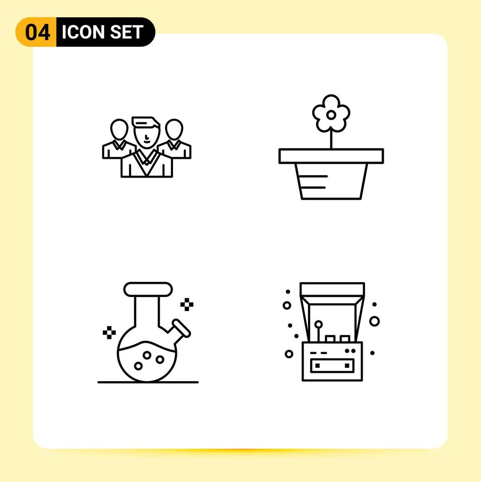 4 Universal Filledline Flat Colors Set for Web and Mobile Applications staff lab gang pot arcade machine Editable Vector Design Elements