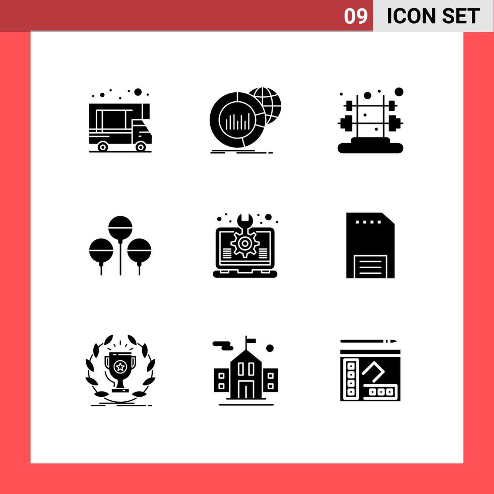 9 Creative Icons Modern Signs and Symbols of setting design fitness creative easter Editable Vector Design Elements