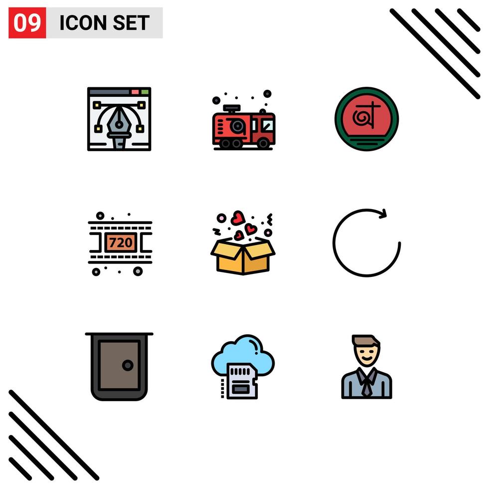 9 Creative Icons Modern Signs and Symbols of delivery video fireman reel business Editable Vector Design Elements