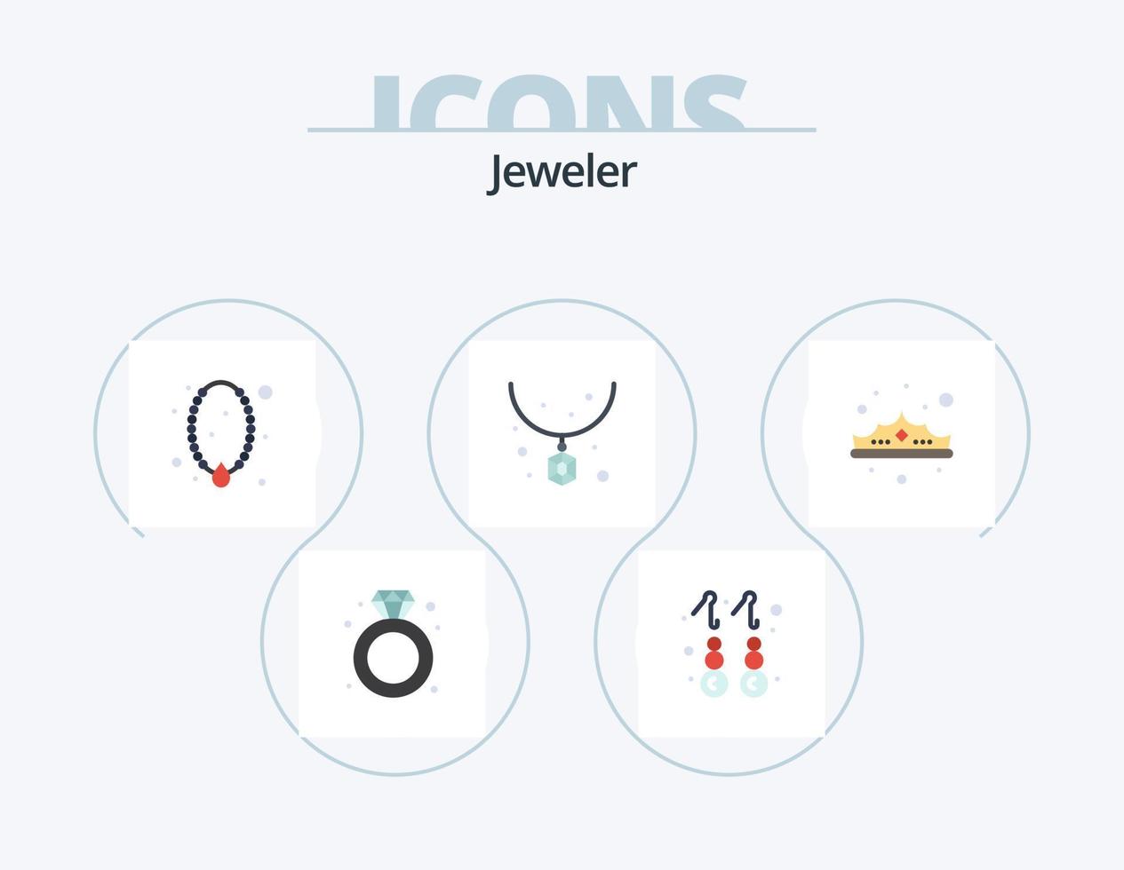 paquete de iconos planos de joyería 5 diseño de iconos. corona. joyas. joyas. Moda. colgante vector