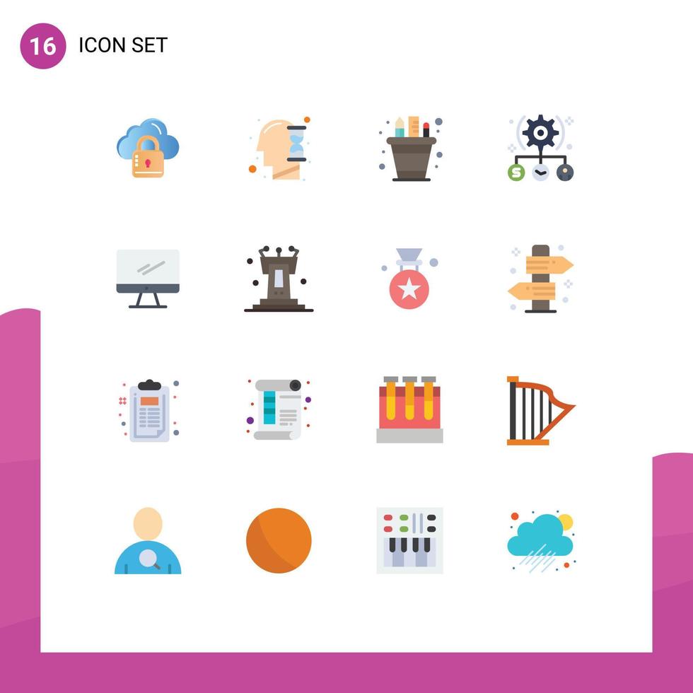 Set of 16 Modern UI Icons Symbols Signs for user user business todo pot Editable Pack of Creative Vector Design Elements