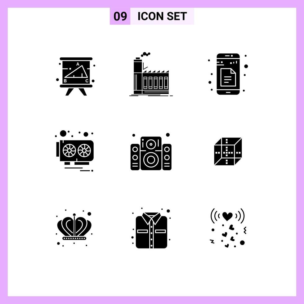 Stock Vector Icon Pack of 9 Line Signs and Symbols for video card hardware manufacturing card sheets Editable Vector Design Elements