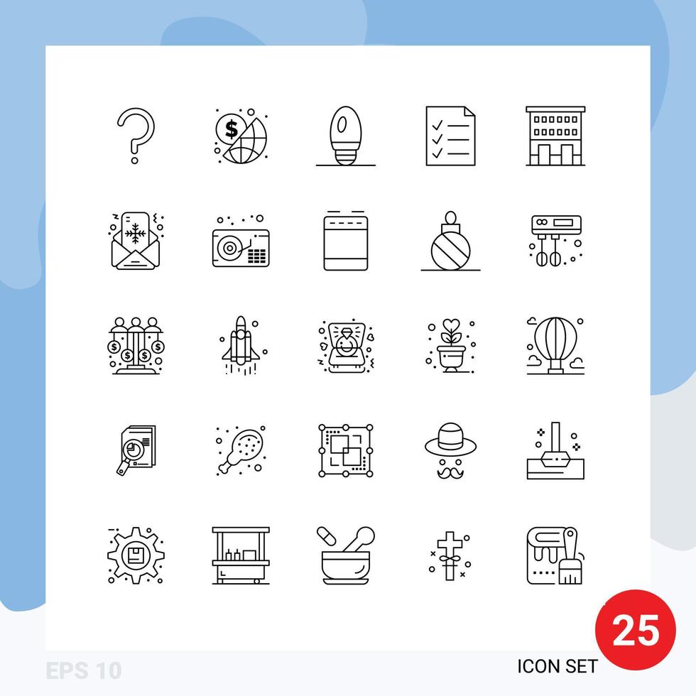 25 Line concept for Websites Mobile and Apps shop front house bulb buildings file Editable Vector Design Elements