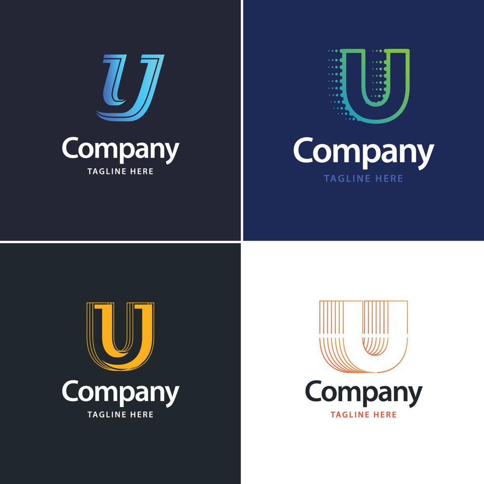 letra u diseño de paquete de logotipo grande diseño de logotipos creativos y modernos para su negocio vector