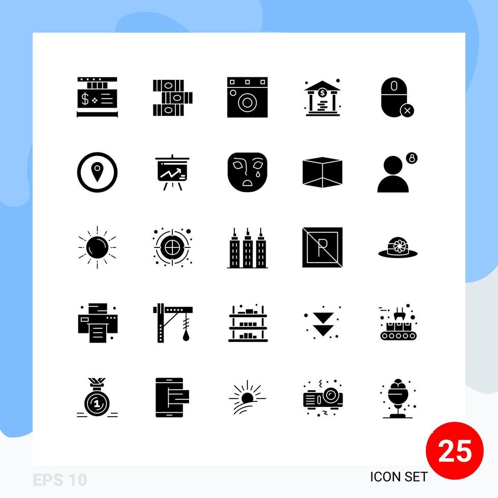 User Interface Pack of 25 Basic Solid Glyphs of mouse gadget interior devices money Editable Vector Design Elements