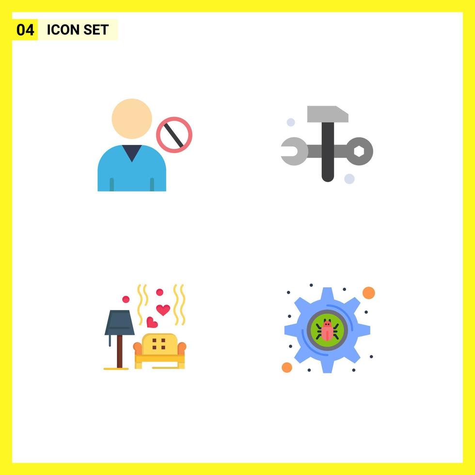 4 Thematic Vector Flat Icons and Editable Symbols of avatar lump people databases love Editable Vector Design Elements