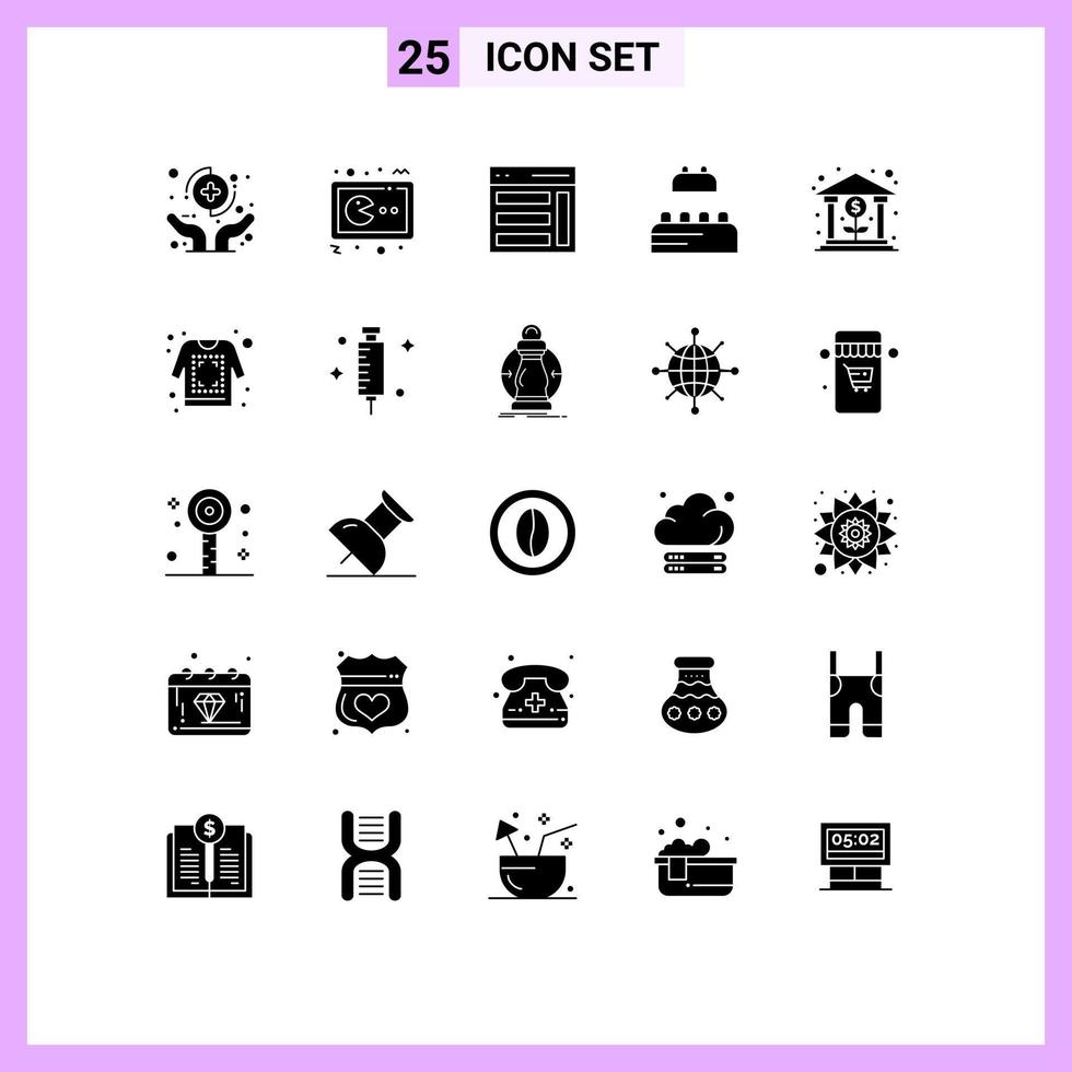 Set of 25 Commercial Solid Glyphs pack for lego bricks gamepad user right Editable Vector Design Elements