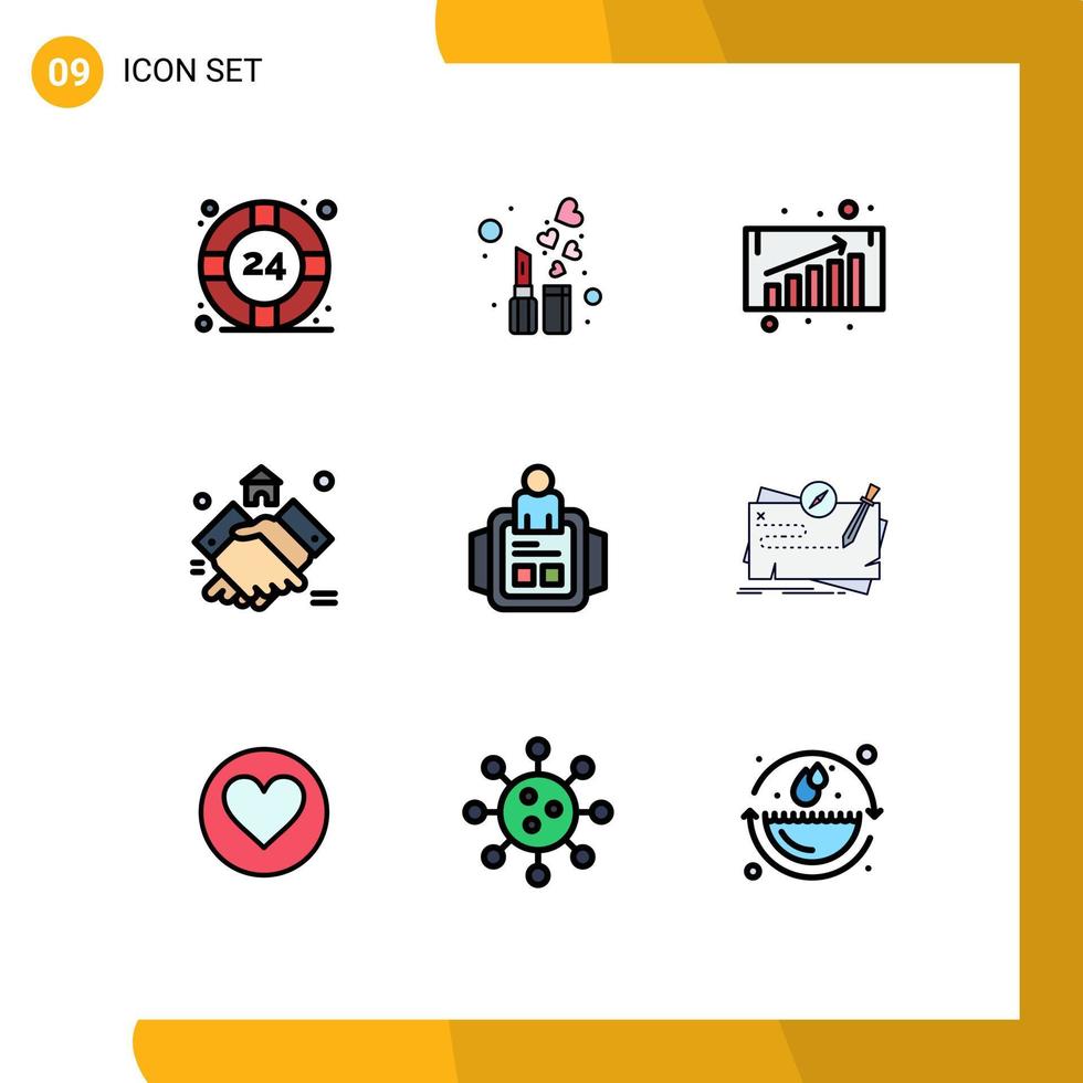 Stock Vector Icon Pack of 9 Line Signs and Symbols for man real business growth house estate Editable Vector Design Elements