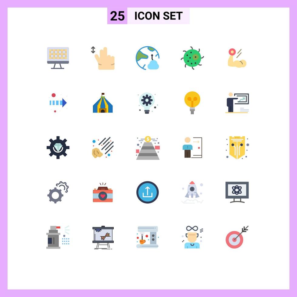 Set of 25 Modern UI Icons Symbols Signs for growth biceps network plant biology Editable Vector Design Elements
