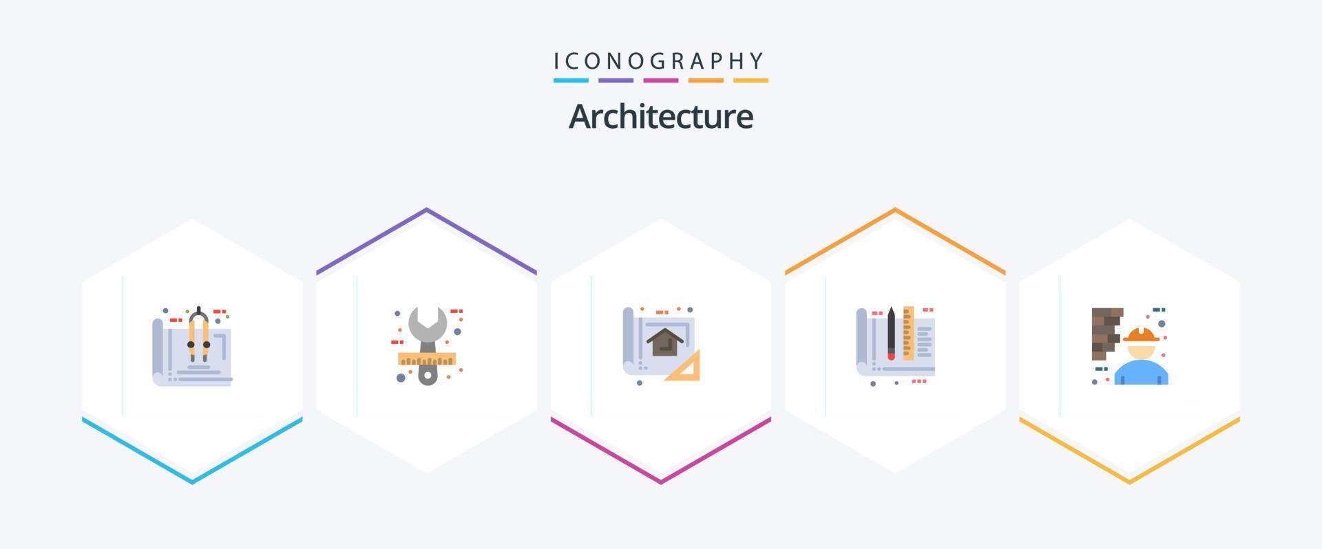 Architecture 25 Flat icon pack including education. architect. stationery. print. design vector