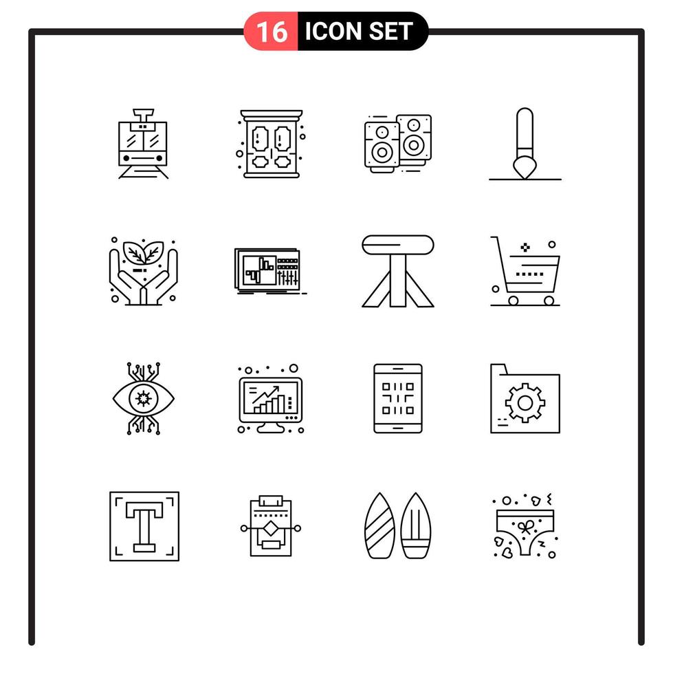 Modern Set of 16 Outlines Pictograph of investment growth love wedding paintbrush brush Editable Vector Design Elements