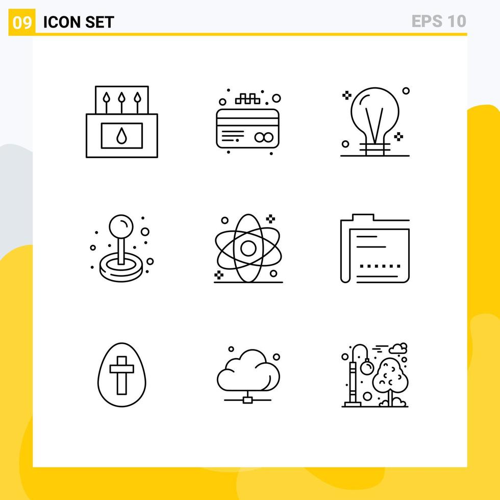 Set of 9 Commercial Outlines pack for diagnostic play concept game joystick Editable Vector Design Elements