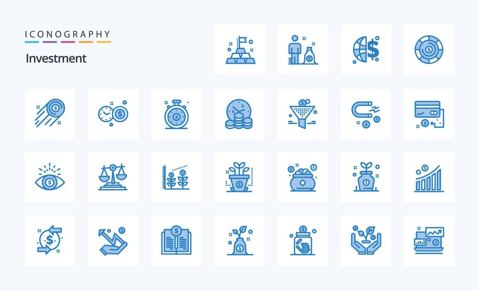 25 Investment Blue icon pack vector