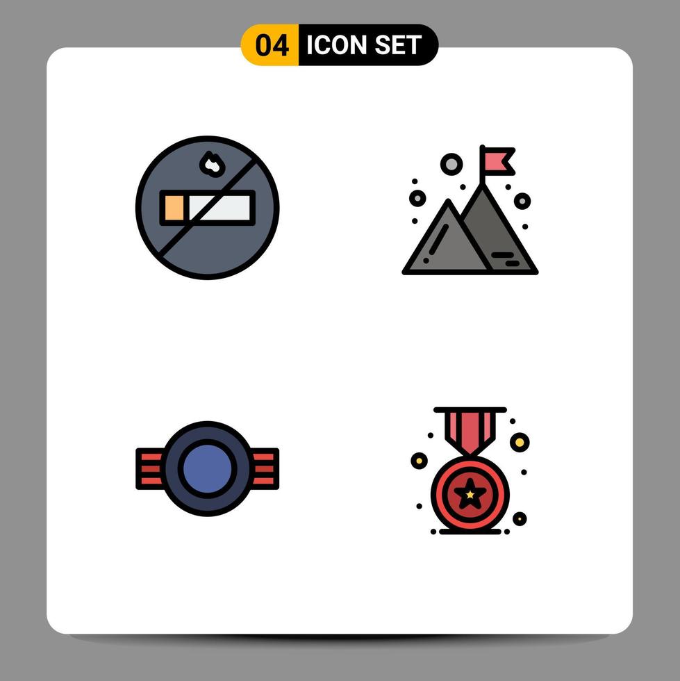 paquete de iconos de vector de stock de 4 signos y símbolos de línea para elementos de diseño de vector editables de premio de grado de empresa simple para no fumadores