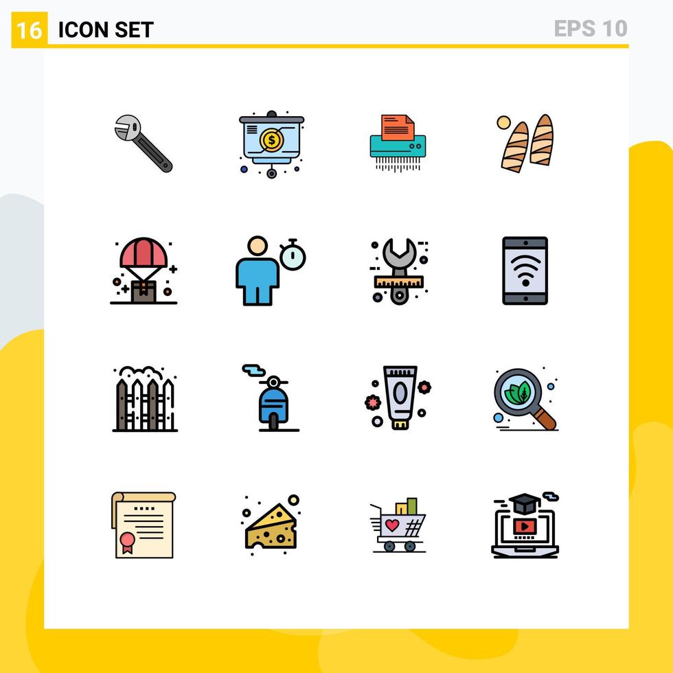 Set of 16 Modern UI Icons Symbols Signs for surfing paper money office file Editable Creative Vector Design Elements