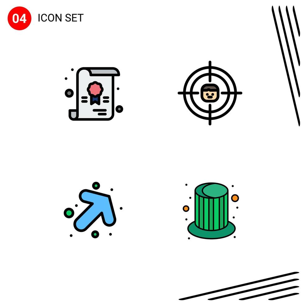 Set of 4 Modern UI Icons Symbols Signs for certificate up business research magic Editable Vector Design Elements