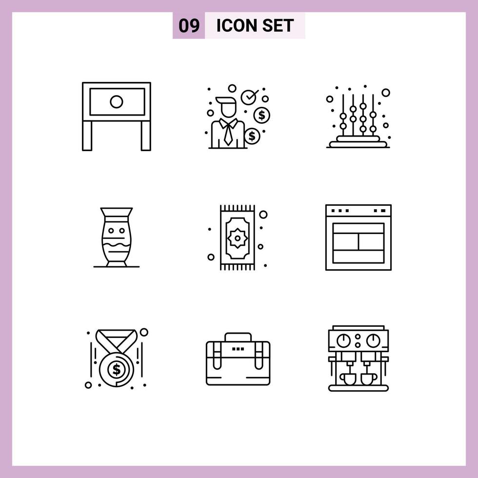 Paquete de 9 esquemas de interfaz de usuario de signos y símbolos modernos de la cultura financiera global india elementos de diseño vectorial editables para niños pequeños vector