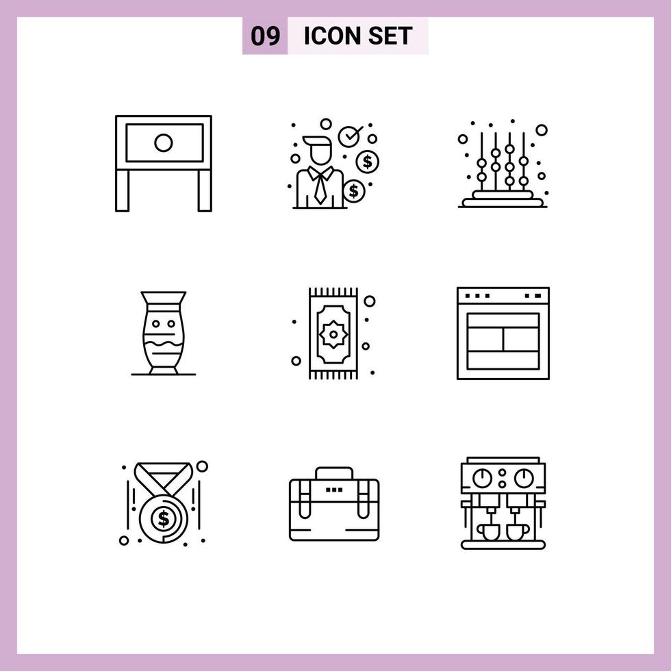 9 User Interface Outline Pack of modern Signs and Symbols of indian global finance culture toddler Editable Vector Design Elements