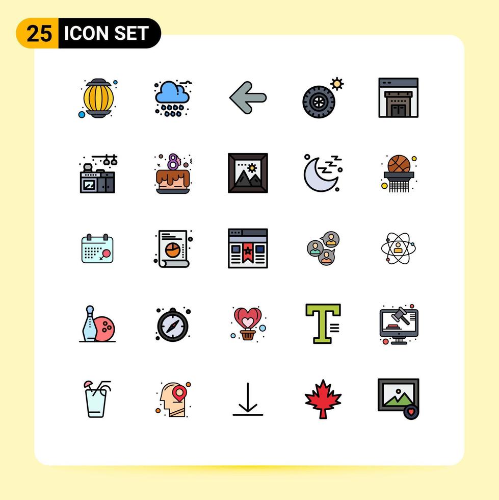 paquete de iconos de vector de stock de 25 signos y símbolos de línea para flechas de tienda de hogar neumáticos en línea elementos de diseño de vector editables