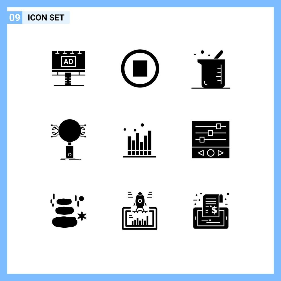 paquete de iconos de vectores de stock de 9 signos y símbolos de línea para la investigación empresarial análisis de información más grande elementos de diseño de vectores editables