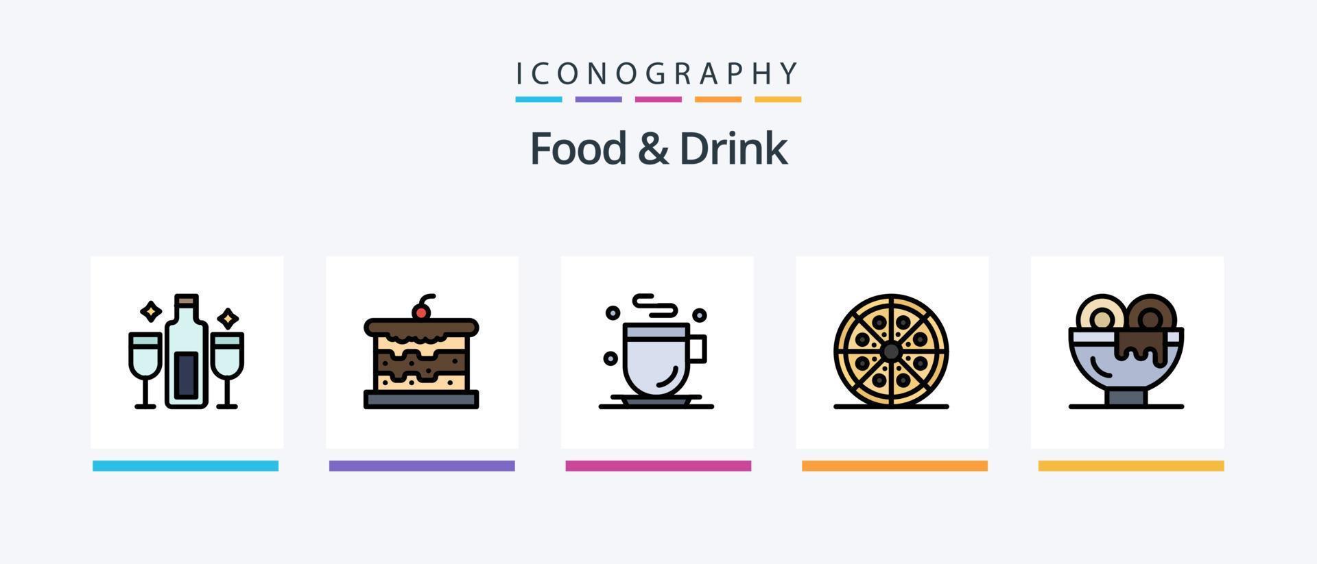 Food And Drink Line Filled 5 Icon Pack Including champagne. alcoholic. alcohol. food. Creative Icons Design vector