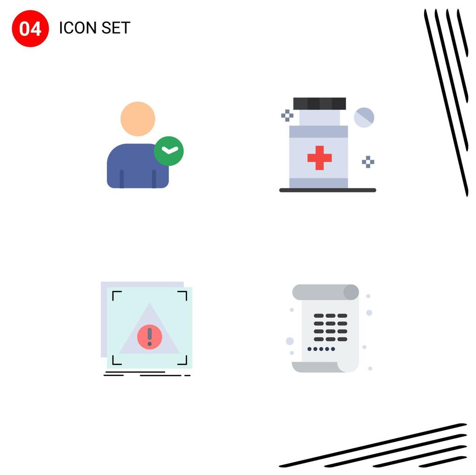 paquete de línea de vector editable de 4 iconos planos simples de hombre negado alerta médica básica elementos de diseño de vector editable