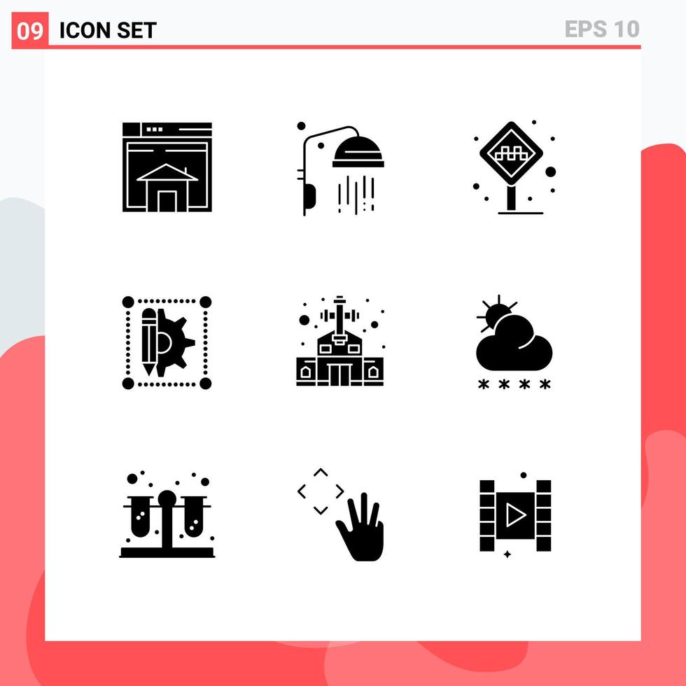 Set of 9 Modern UI Icons Symbols Signs for pen design shower creative taxi Editable Vector Design Elements