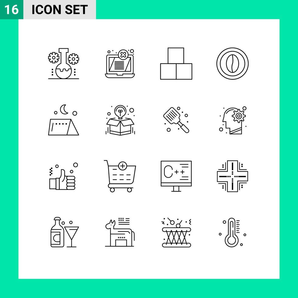 Pack of 16 creative Outlines of grain drink threat cooking toy Editable Vector Design Elements
