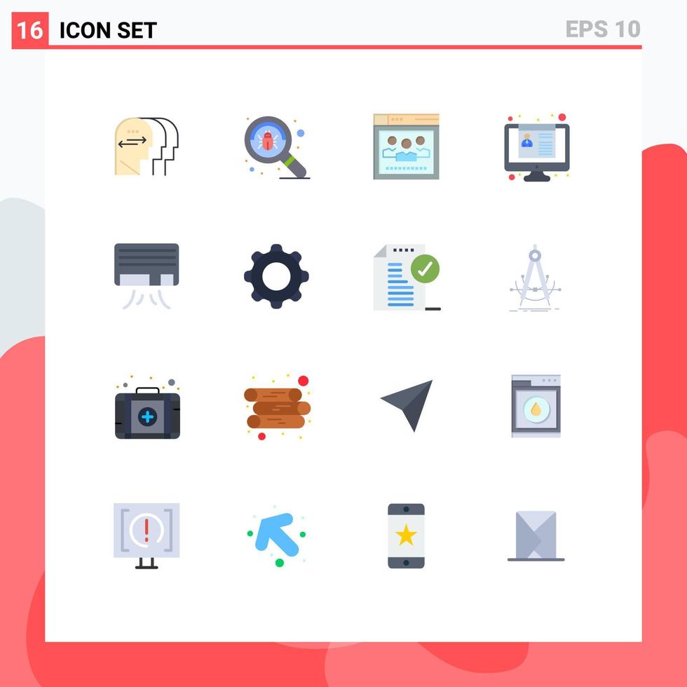 grupo de 16 colores planos modernos establecidos para la aplicación de trabajo del navegador de reanudación aérea cv paquete editable de elementos de diseño de vectores creativos