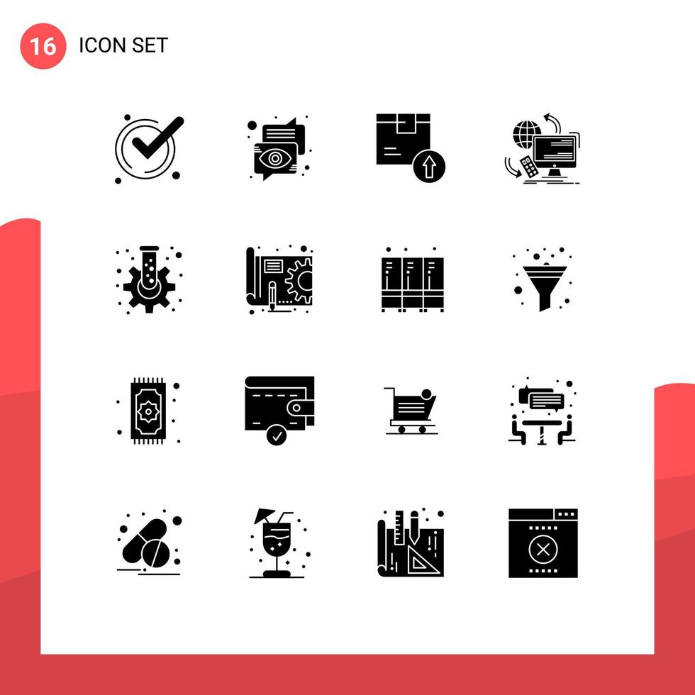 16 User Interface Solid Glyph Pack of modern Signs and Symbols of remote control speech access logistic Editable Vector Design Elements