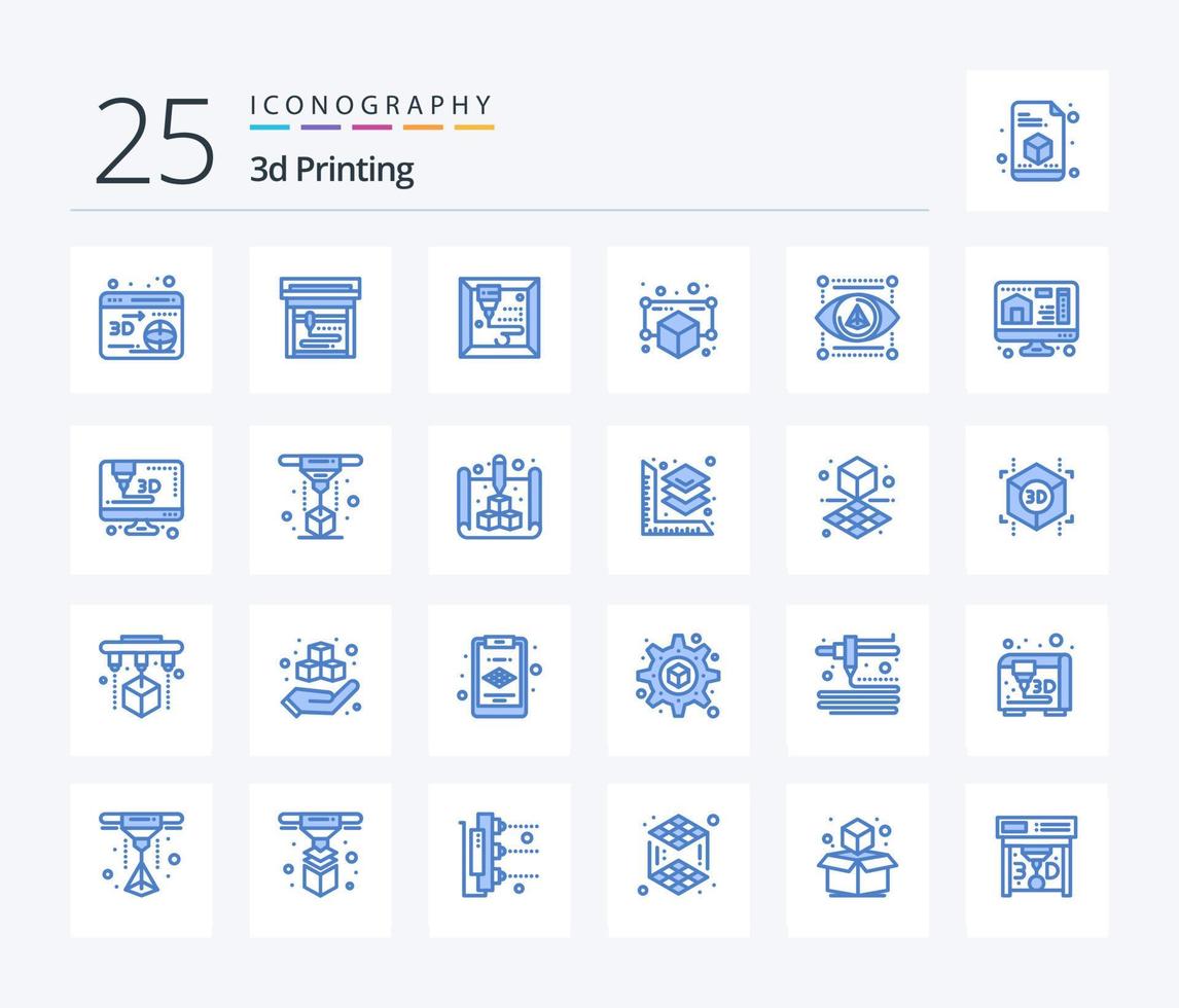 3d Printing 25 Blue Color icon pack including 3d. model. gadget. gadget vector