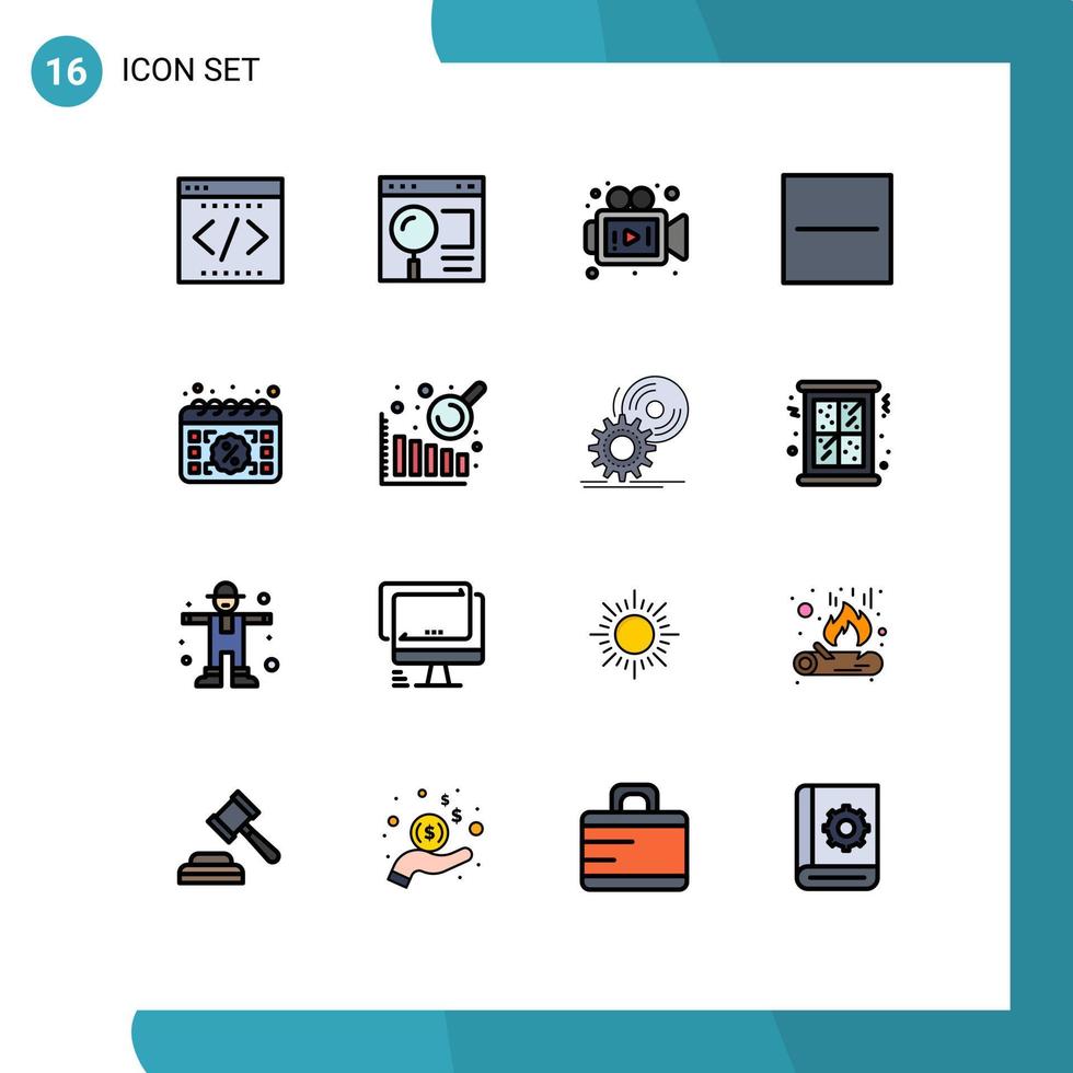 Modern Set of 16 Flat Color Filled Lines Pictograph of buy hide search delete video Editable Creative Vector Design Elements