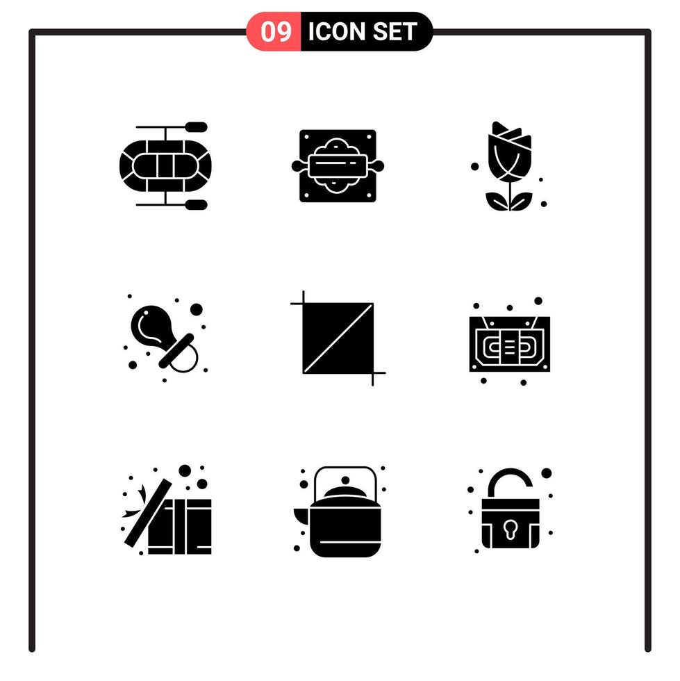 Pictogram Set of 9 Simple Solid Glyphs of cassette tool usa crop dummy Editable Vector Design Elements