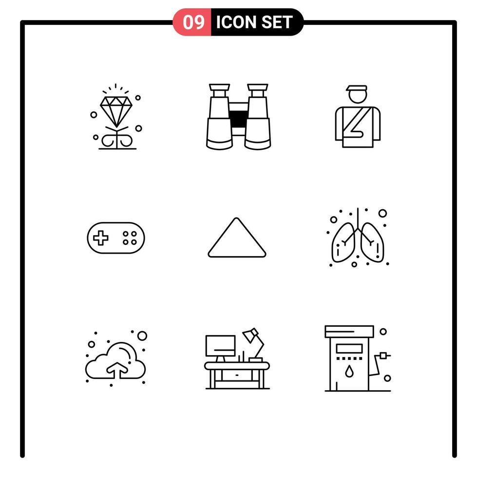 9 Outline concept for Websites Mobile and Apps play arrow hotel plus band Editable Vector Design Elements