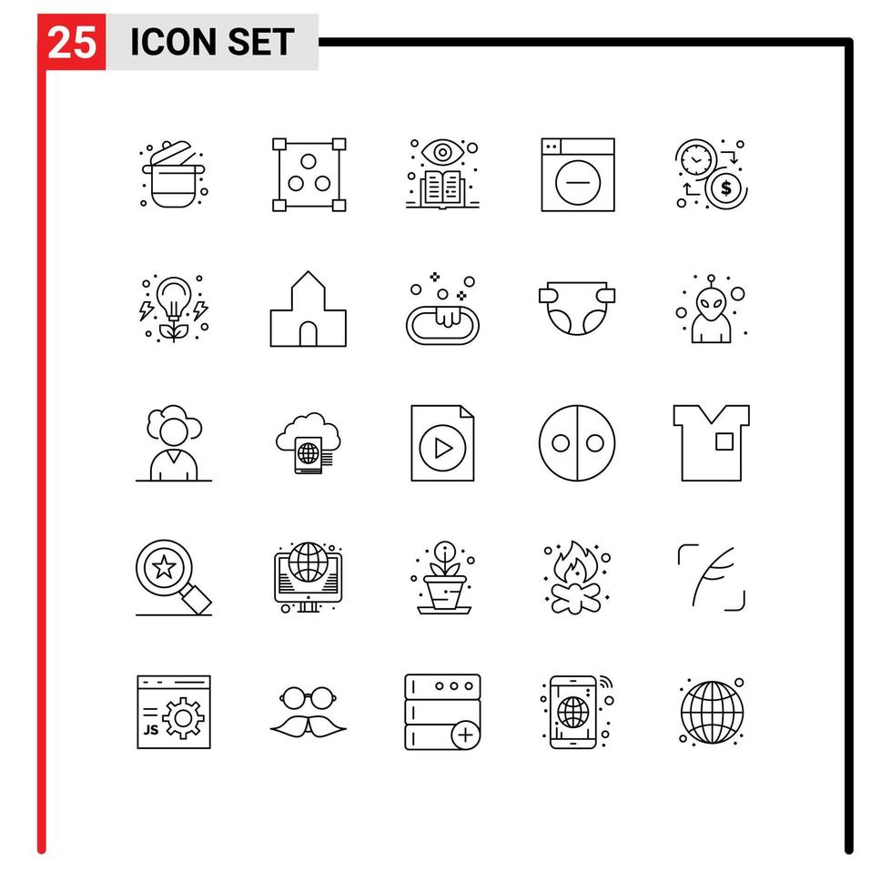 Editable Vector Line Pack of 25 Simple Lines of money budget learning minimize design Editable Vector Design Elements