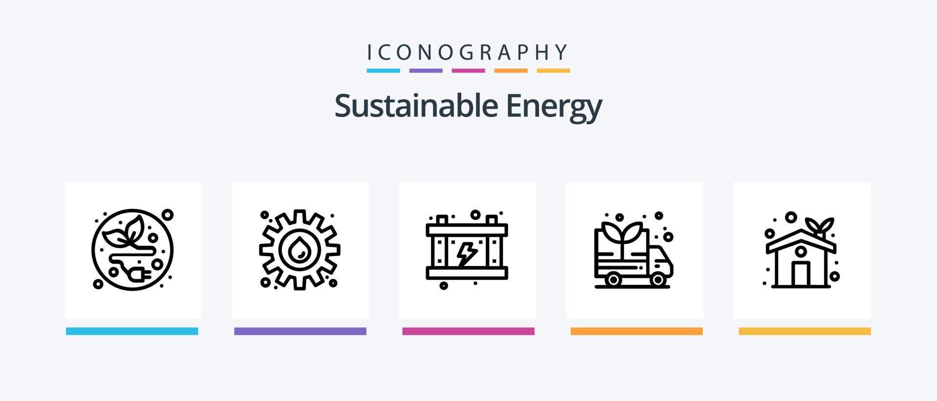 paquete de iconos de la línea de energía sostenible 5 que incluye la naturaleza. energía. casa ecológica. planta. ecología. diseño de iconos creativos vector