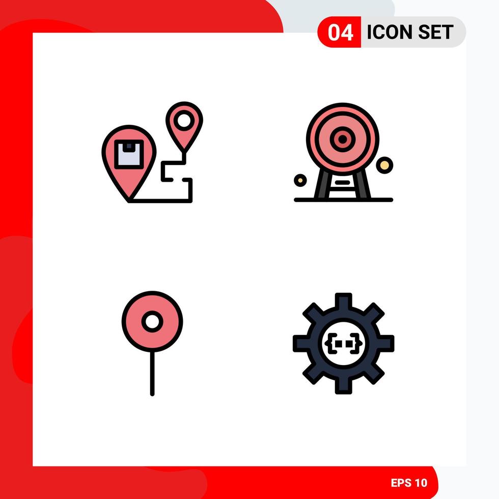 Modern Set of 4 Filledline Flat Colors and symbols such as delivery london eye map england maps Editable Vector Design Elements