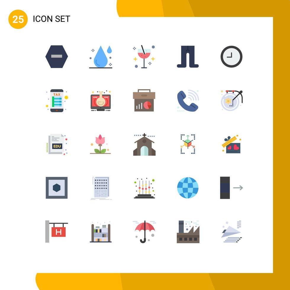 25 Universal Flat Colors Set for Web and Mobile Applications online banking time drink clock clothes Editable Vector Design Elements