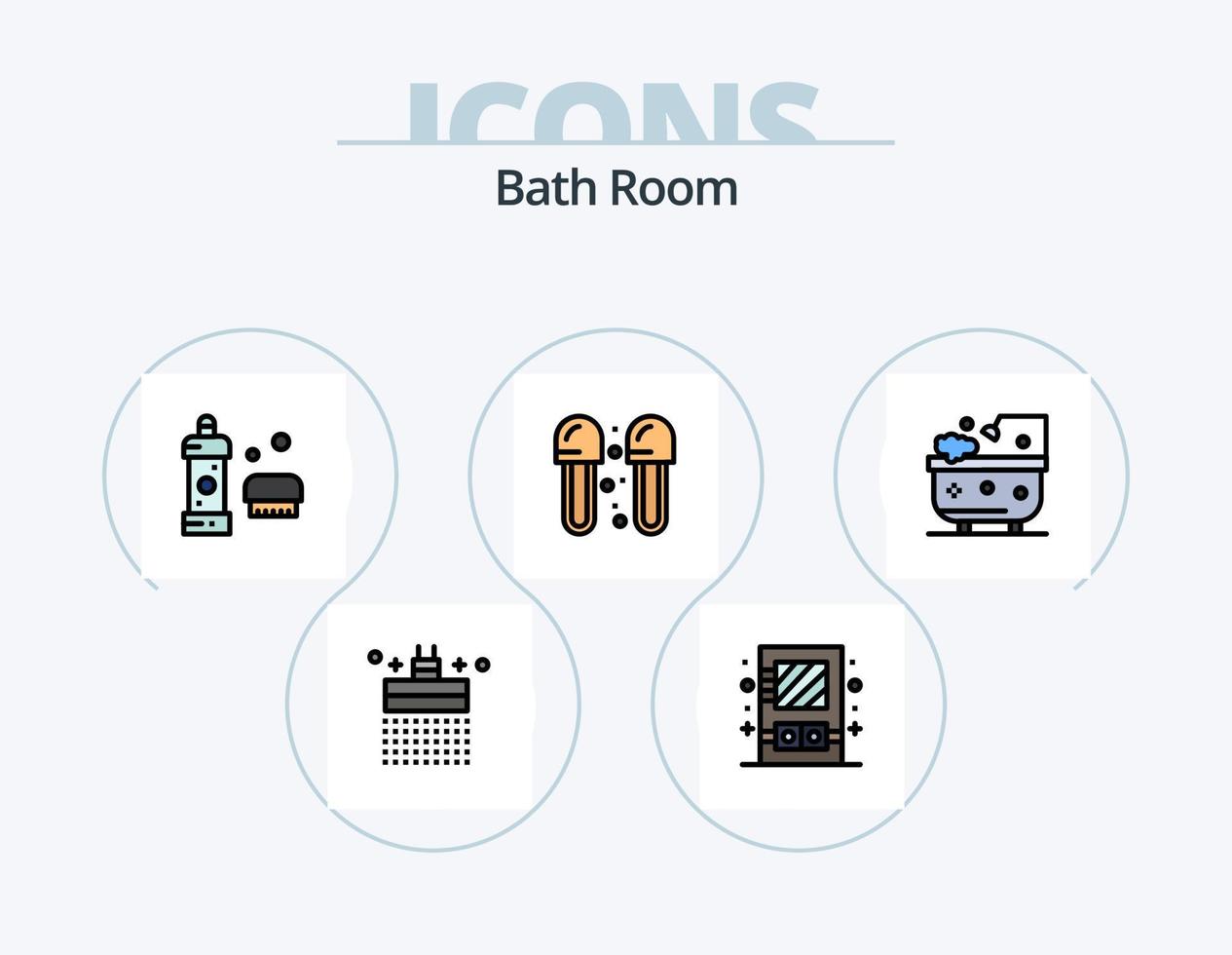 Bath Room Line Filled Icon Pack 5 Icon Design. bath. towel. toilet. dry. toilet vector