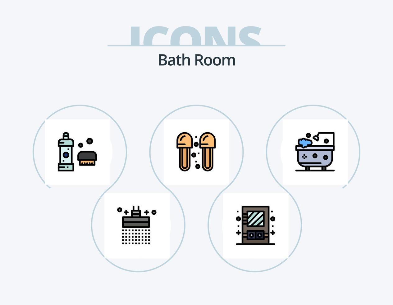 diseño de iconos del paquete de iconos llenos de línea de baño 5. baño. toalla. inodoro. seco. inodoro vector