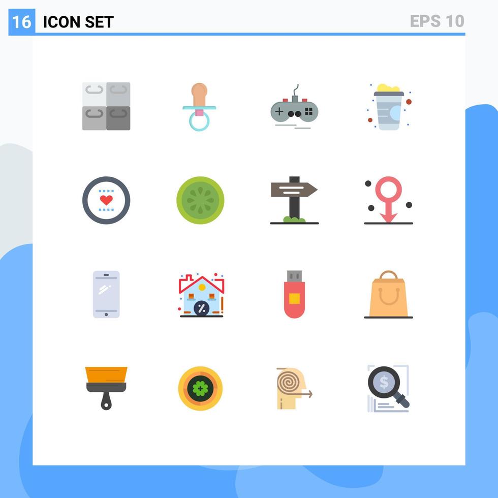 paquete de iconos de vector de stock de 16 signos y símbolos de línea para refrescos de joystick favoritos como paquete editable de elementos creativos de diseño de vectores