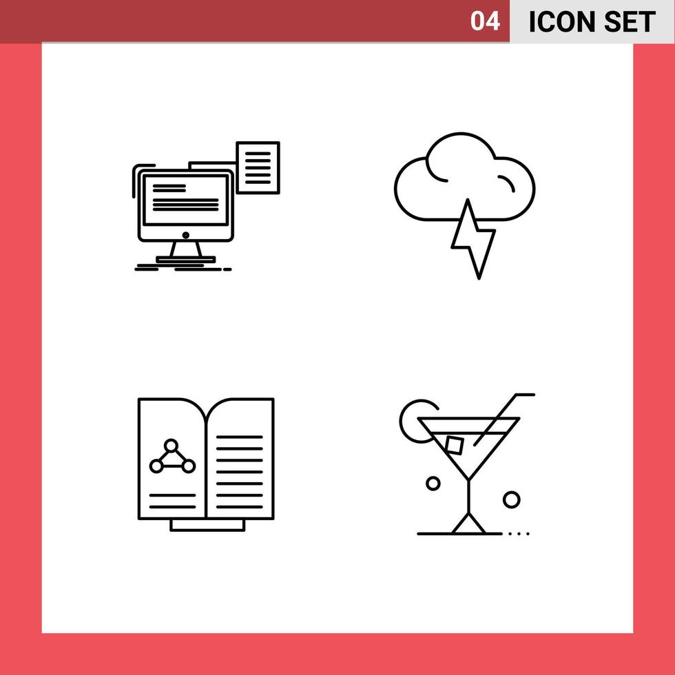 4 Universal Filledline Flat Colors Set for Web and Mobile Applications resume test cv lightning book Editable Vector Design Elements