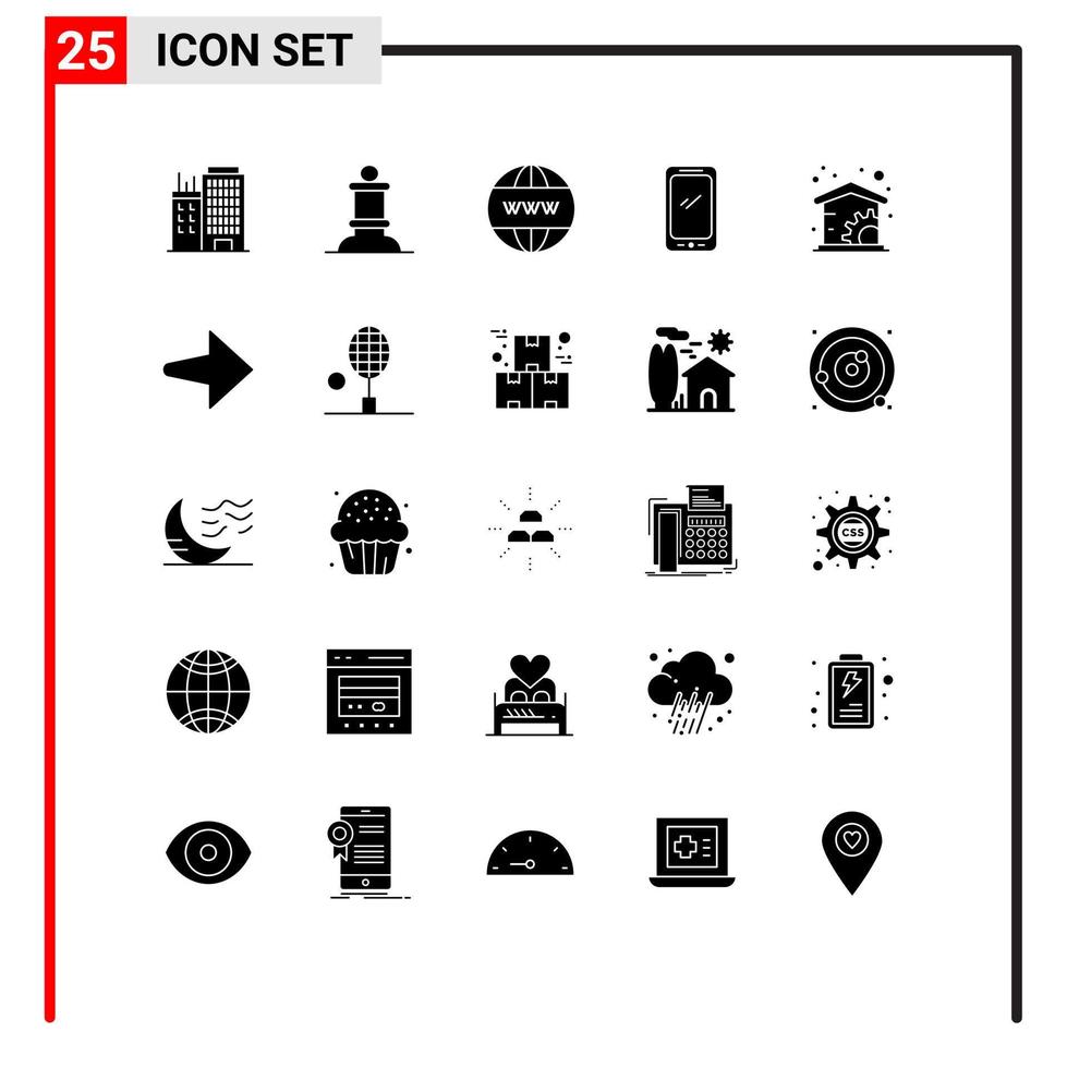 25 iconos creativos signos y símbolos modernos de hogar iphone en línea android teléfono inteligente elementos de diseño vectorial editables vector