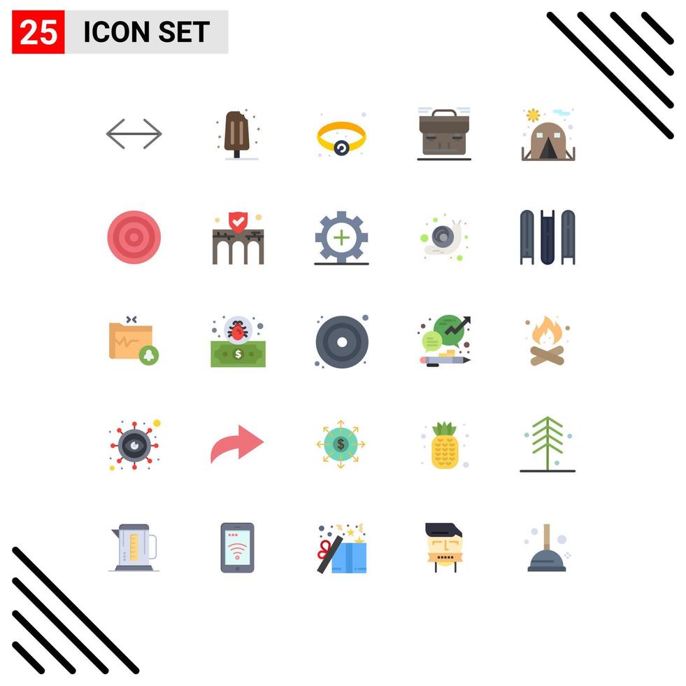 Group of 25 Modern Flat Colors Set for chair suitcase bracelet briefcase business Editable Vector Design Elements