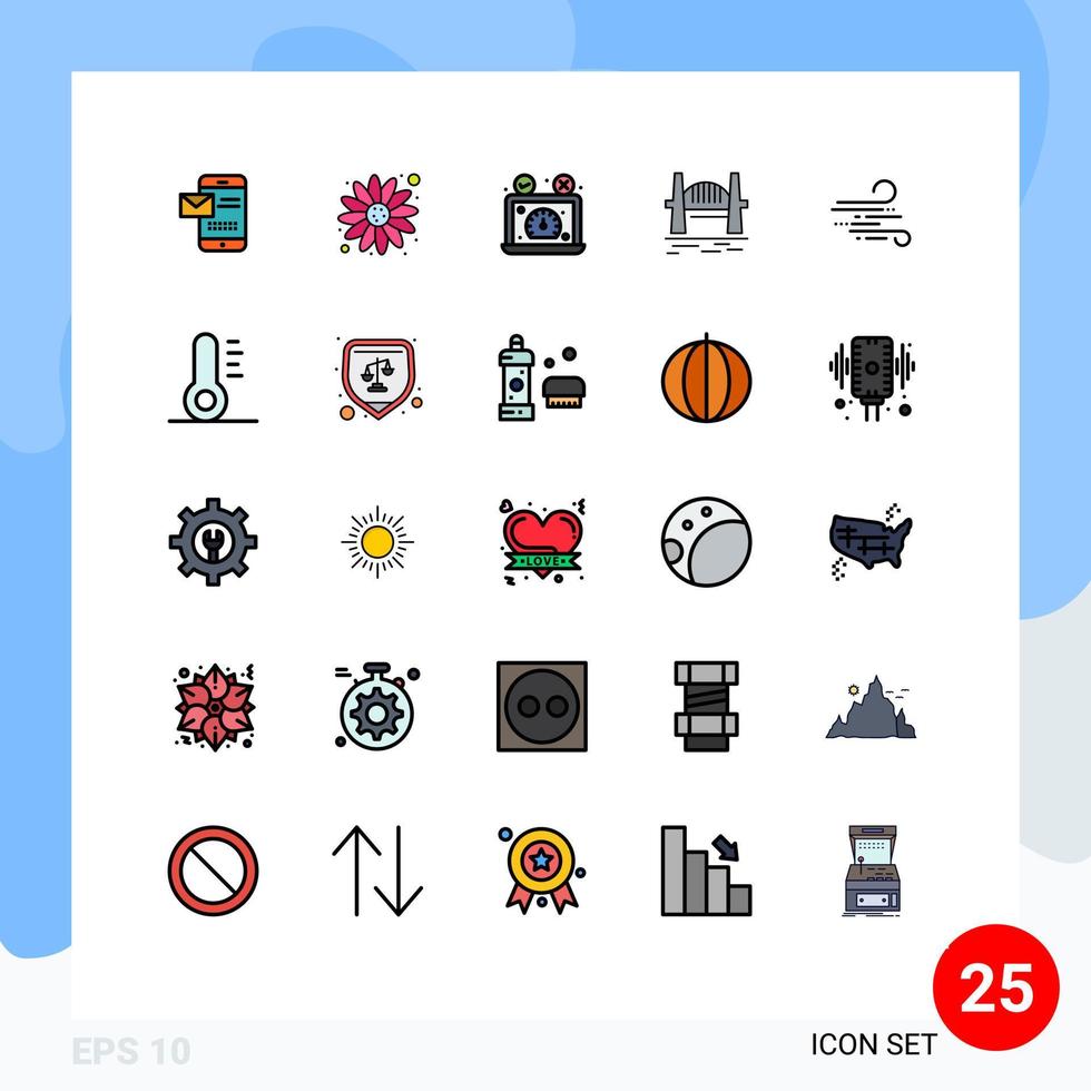 paquete de iconos vectoriales de stock de 25 signos y símbolos de línea para los elementos de diseño vectorial editables del sitio web del puente de prueba de velocidad de los conjuntos urbanos de sydney vector